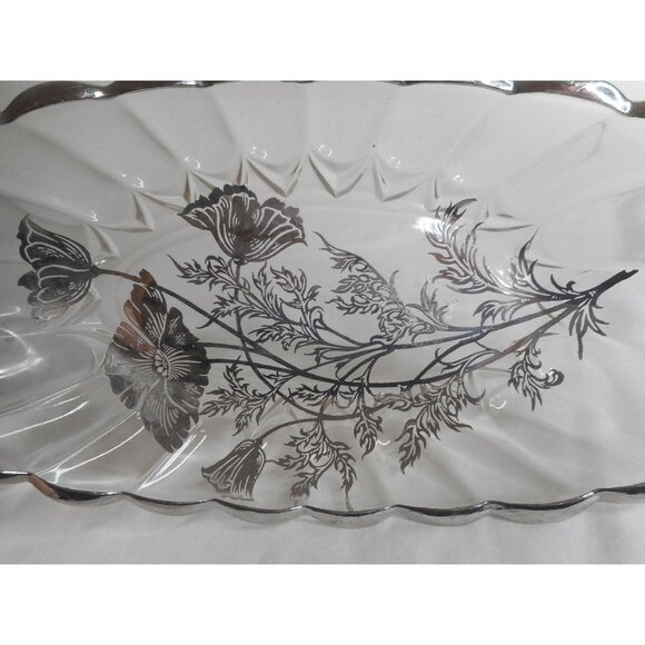 Flanders Clear by SILVER CITY Other - Vtg Silver City Sterling over glass Oval Dish